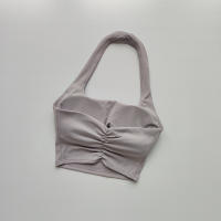 Sujetador Deportivo De Verano Para Mujer Con Padded Y Cuello Colgante Estilo Elegante Y Lujo Ligero Diseño Único De Pliegues En La Espalda - details 8