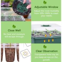 Mini bandeja para plantas de invernadero, 10 unidades, para Cultivo de Plantas, Caja de Cultivo para Vivero de Interior with Tapa, Green - details 1