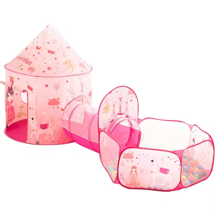 Kids Play Tent, Baby Tunnel y Ball Pit Pop Up Tienda para niños adecuada para uso en interiores y exteriores para niños y niñas (rosa) - 1