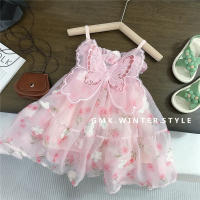 Vestido De Princesa Para Bebé Niña Verano Con Estampado Floral Y Nuevos Alas Traseras Vestido De Cumpleaños Bohemio Sin Mangas Largo Hasta La Rodilla - details 1