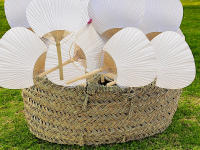 Pack de 40 pai pai de madera de bambú con capazo de esparto para bodas 40 pai pai blancos con regalo de capazo de esparto regalos para invitadas de boda - details 2