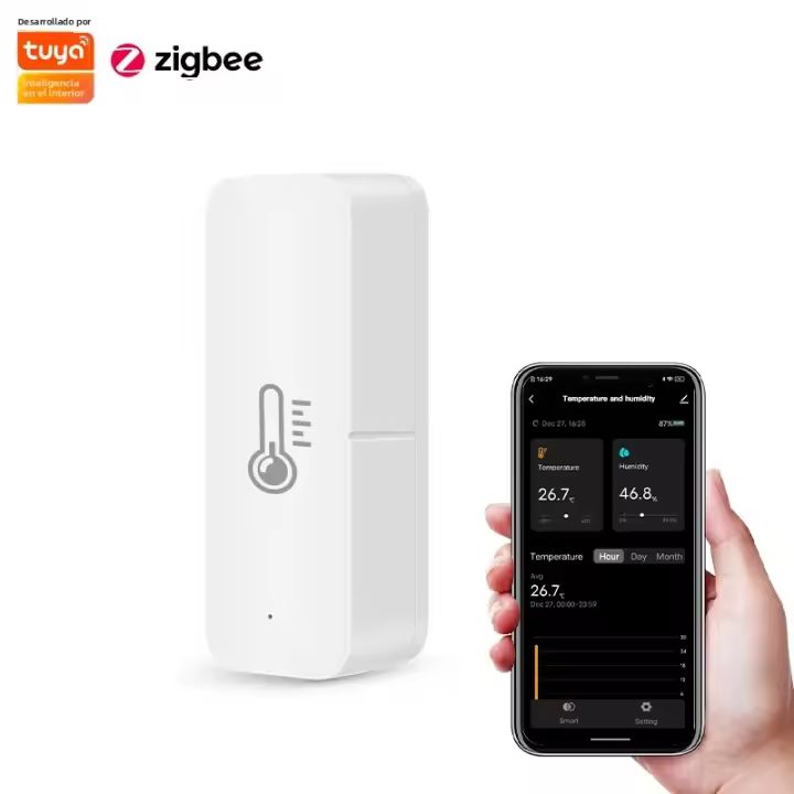 Sensor De Temperatura Y Humedad ZigBee Tuya Con Control Por App Y Voice Alexa Google Home Escena De Automatización Compatible Con℃/℉ - 1