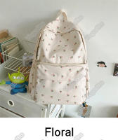 Mochila Preppy De Lona Impermeable Para Mujer Estilo Floral Fashion Bolsa De Hombro Nylon Estudiante Mochila Con Cierre De Cremallera - details 1