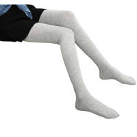 Medias De Rodilla Extendidas Para Niñas De 80 Cm Color Negro Y Gris Tejidas Con SPANDEX Medias De Rodilla Verdaderas Para Niñas - details 3