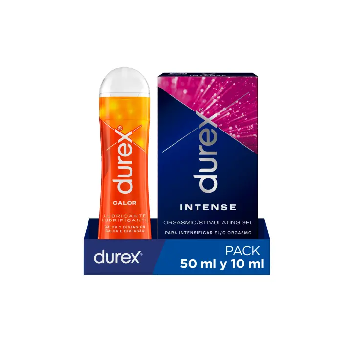 Durex - Pack Lubricante Efecto Calor, 50 ml + Gel Intense Orgasmic, 10 ml, Calor y Diversión, Orgasmos más Intensos, Estimulante, Para Sexo - 1