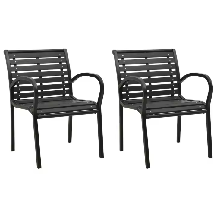 vidaXL Sillas de jardín 2 unidades aceroWPC - 1