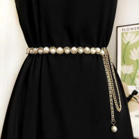 Cinturón De Perlas Elegante Para Mujer Con Cierre Elástico Y Cadena De Cinturón Accesorios De Ropa Para Mujer Material De Aleación De Zinc - details 2