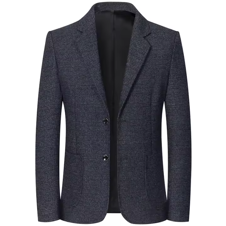 Traje Retro Para Hombre Con Cuadros Alta Calidad Primavera Otoño Moda Casual Elegante Chaqueta Top Con Cierre Único - 1