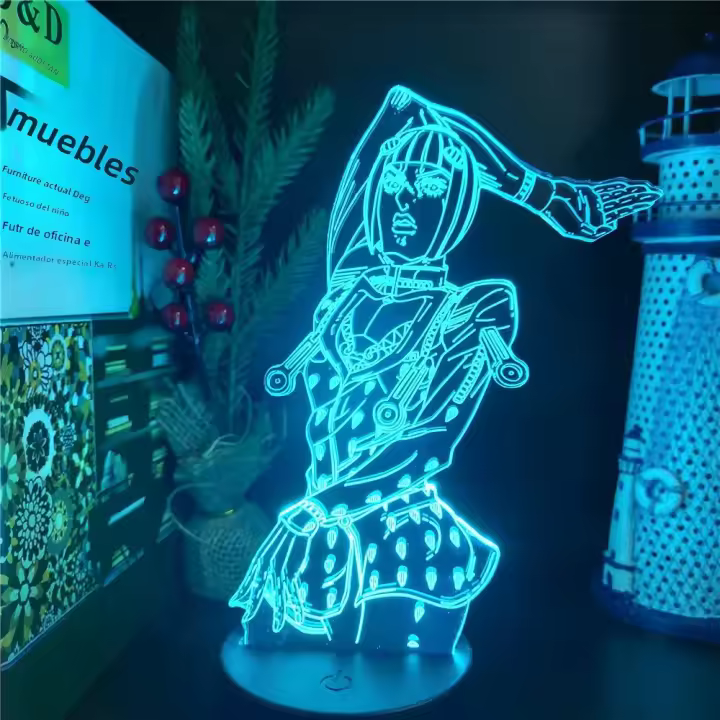 Lámpara De Noche LED 3D JoJo's Bizarre Adventure Ilusión Anime Cambio De Color Para Decoración De Habitación Infantil - 1