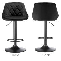 Taburete de bar de 2 plazas con asiento de terciopelo tapizado, regulable en altura con patas de metal - details 2