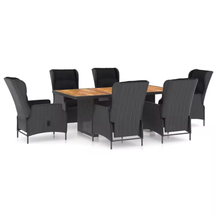 vidaXL Set comedor jardín 7 pzas cojines ratán sintético gris oscuro - 1