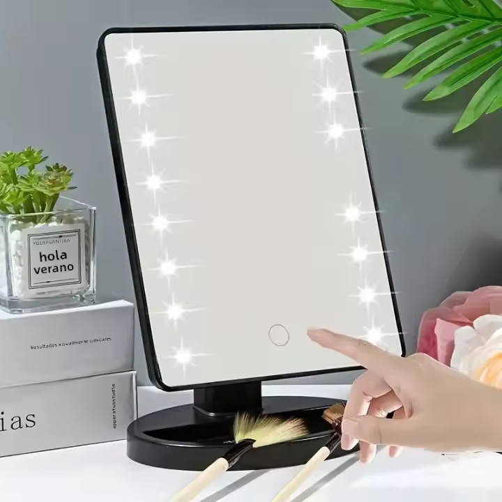 Espejo De Maquillaje Con Luz Pantalla Táctil Cuadrado De Batería Espejo De Vestíbulo Brillante Para Belleza - 1