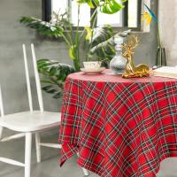 Mantel Navideño a Cuadros Rojos Lavable Para Fiesta De Navidad Comida En Casa Decoración Del Salón Material De Poliéster 100% - details 4