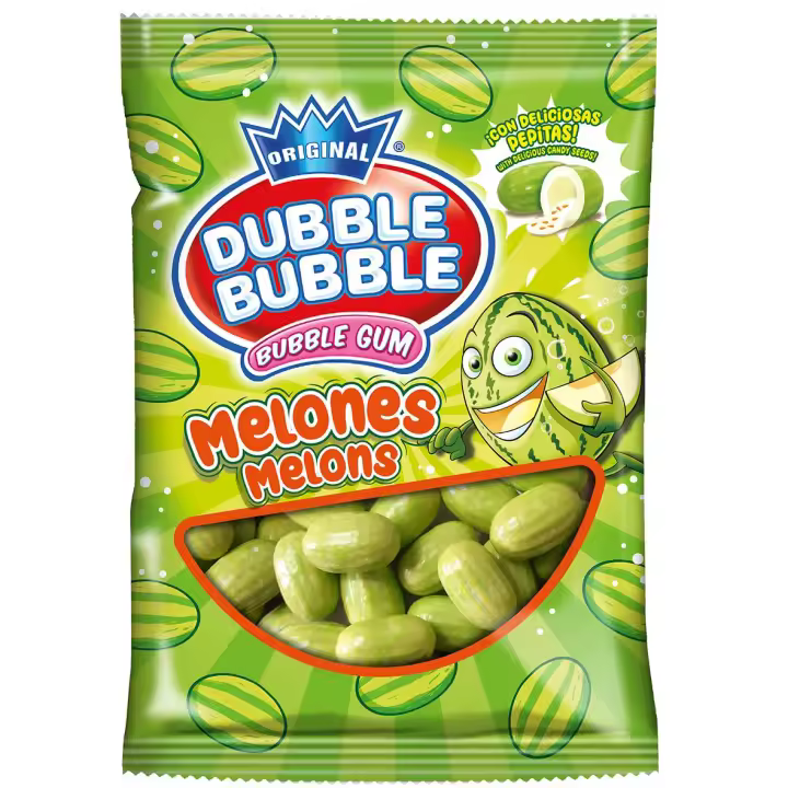 Dubble Bubble bolsa 250u Melones chicles con pepitas en el interior - 1