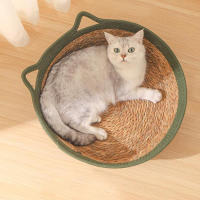 Nueva Cama Para Gato Redonda Tejida a Mano Con Vínculo Verano Cesta Fría Para Gato Ropa De Algodón Cesta De Perca Para Mascotas Suministros - details 3