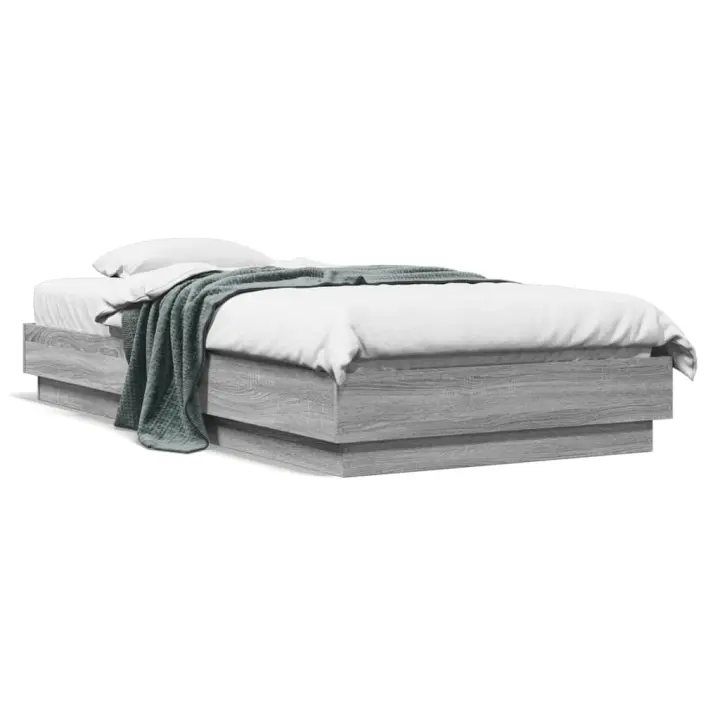 vidaXL Estructura de cama con luces LED gris Sonoma 75x190 cm - 1