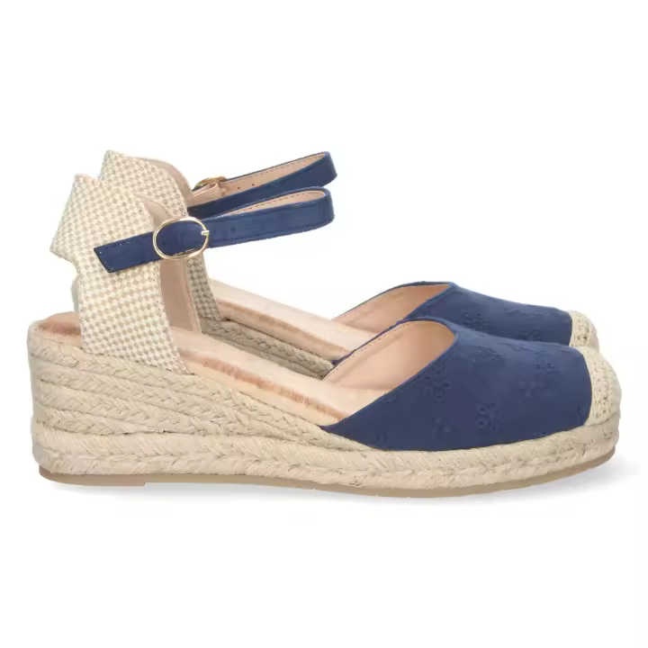 PuntoSalao Sandalias de cuña en yute para mujer color azul - 1