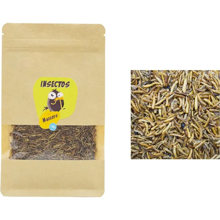 FINCA CASAREJO Larvas de Gusanos o Maggots Deshidratados para Reptiles, Tortugas, Peces de Estanque y Aves - 75, 250, 500 G - 1