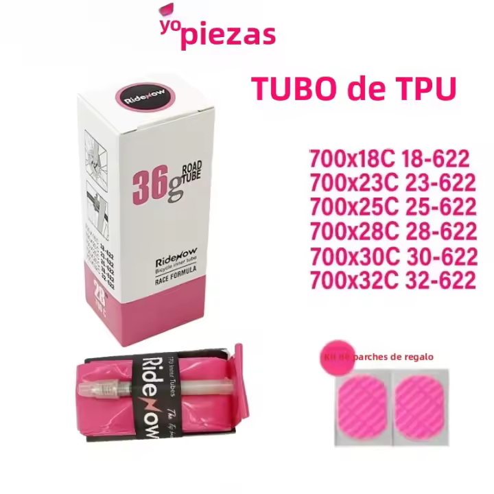 Tubo Interno De Bicicleta RideNow 36g Ultraligero TPU Para Carretera 700x18-28 Con Set De Reparación Válvula Francesa Longitud 45/65/85mm - 1