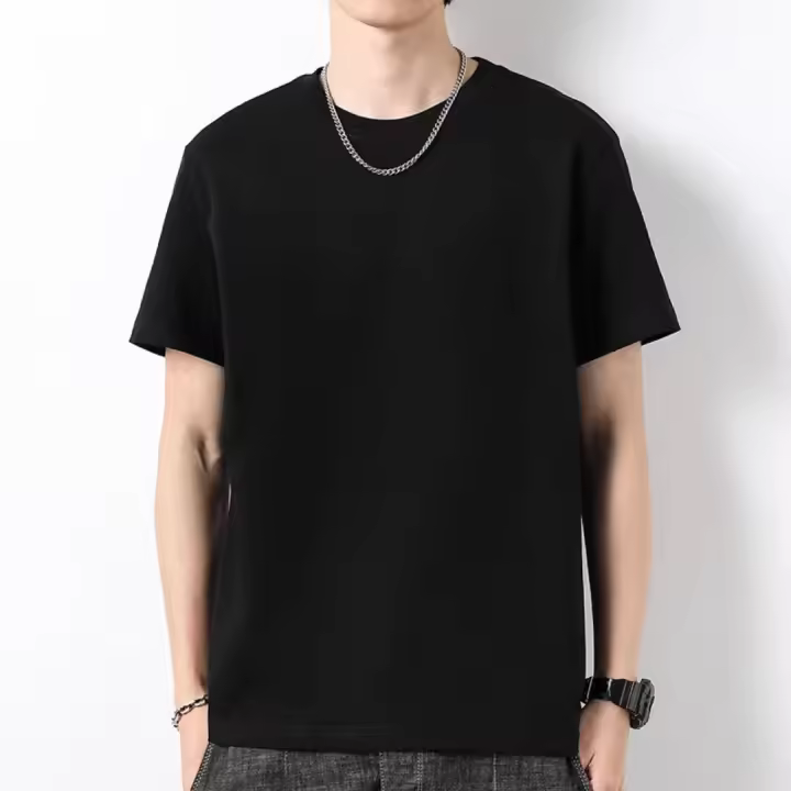 Camiseta De Verano Para Hombre Manga Corta Tendencia Juventud Y Mediana Edad Casual Versátil Suelta Color Sólido Camisa Base - 1