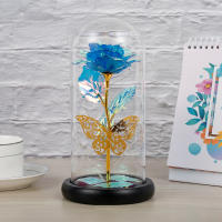 Lámpara De Rosas Artificiales Con LED Colores Y Mariposa En Vidrio Batería Regalos Para Bodas Decoración De Ambiente - details 3