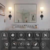 Lámpara De Pared Recargable Sin Cable Con Batería De 5000mAh Y Control Remoto 2-Piece Set Iluminación LED Dimmable Para Dormitorio Y Sala De Estar - details 2