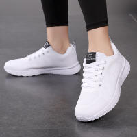 Zapatos De Mujer Transpirables Casual Para Caminar Tenis Feminino Con Cordones Suela Plana En Colores Rosa Blanco Material Superior De Malla - details 9