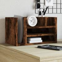 vidaXL Organizador escritorio madera ingeniería marrón 44,5x24x25 cm en color Marrón roble/Blanco/Gris hormigón y más | estructura resistente ideal para salón dormitorio o estudio - details 4