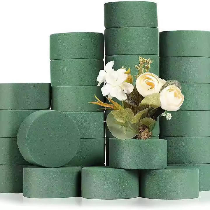 10 Piezas de Espuma Floral Redonda, Bloques de Espuma Húmeda Verde, Bloques de Espuma Floral Húmeda Suministros de Arreglo Floral para Flores de Pasillo de Bodas, Decoración de Fiestas - 1