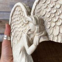 2PCS Escultura De Ángel En Resina Blanco Para Decoración De Hogar Y Regalos Arte De Puerta O Mesa Bellas Alas De Ángel - details 5