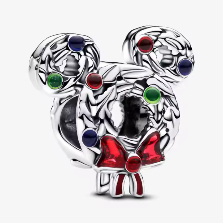 Pandora Charm de Colgante en Plata de Ley Corona navideña de Mickey Mouse de Disney 793531C01，Incluye Caja Original - 1