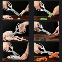 Tijeras Multifuncionales De Acero Inoxidable Para Cortar Pollo Y Pescado Tijeras De Cocina Con Mango Plástico Curvas - details 3