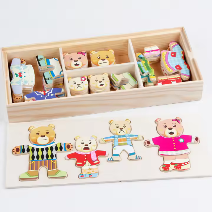 Puzzle Educativo De Madera Animal Montessori Con Cambio De Ropa Juego De Aventura Para Niños Y Niñas Edad 3-12 Años - 1