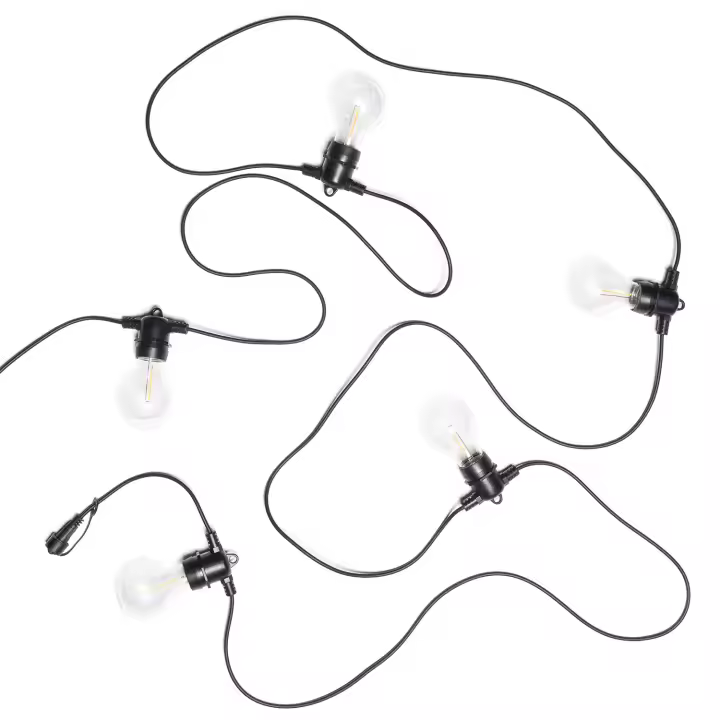 Ledkia Kit Guirnalda Luces Exterior 5m Negro + 5 Bombillas Filamento LED E27 24V Negro - 1