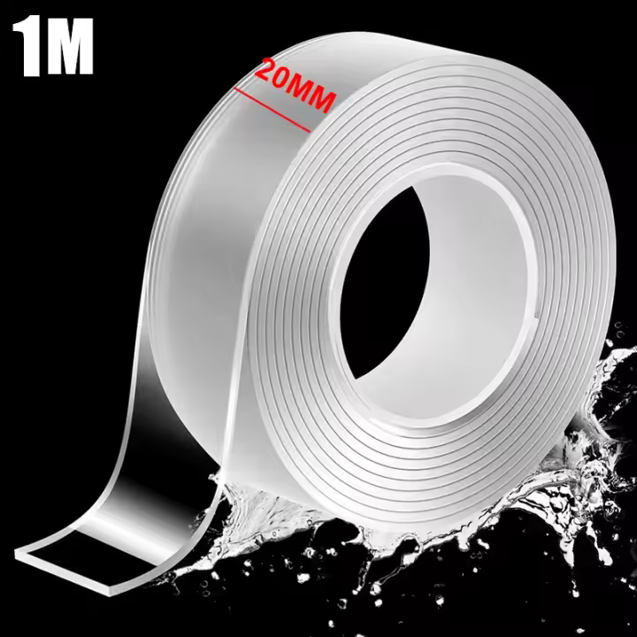 Cinta Doble Cara Nano 1/2 Rolls Transparente Reutilizable Impermeable Adhesiva Para Cocina Y Baño Espesor 30mm - 1