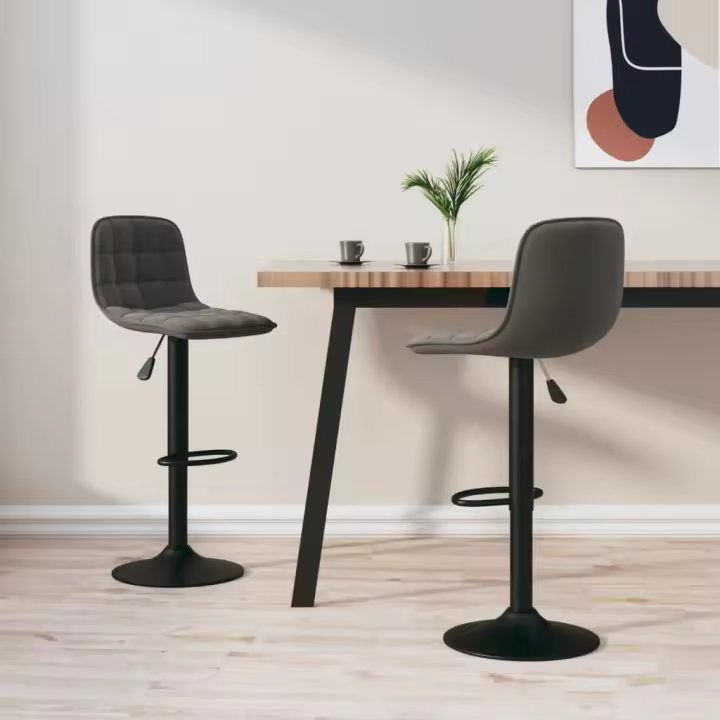 vidaXL Taburetes de cocina 2 unidades terciopelo gris oscuro - 1