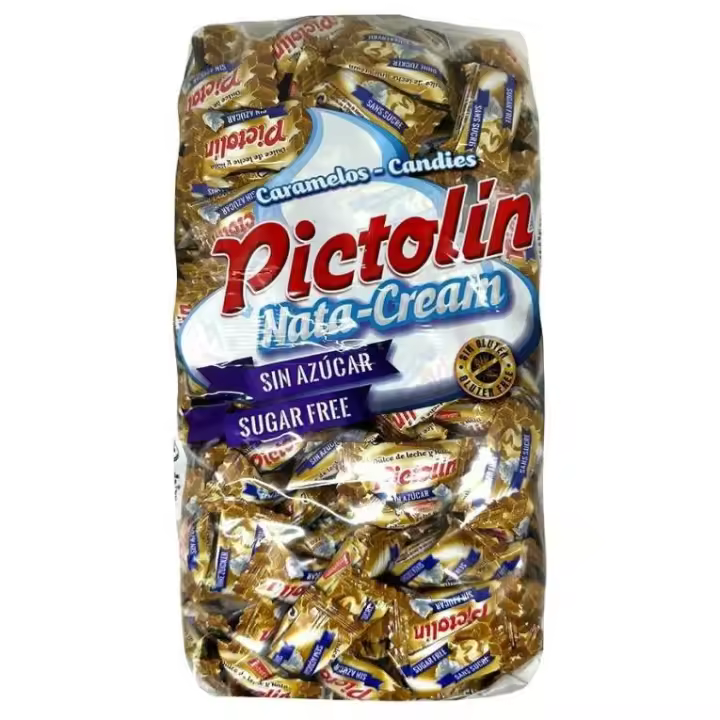 Pictolín Dulce de leche y nata sin azúcar - Caramelo de nata sabor dulce de leche sin azúcares con edulcorantes - Bolsa de 800gr . APTO PARA DIABETICOS. - 1