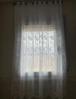 Cortinas De Tulle Blanca Con Patrones Florales Europeas Cortas Para Balcón Y Ventanas Estilo Rústico Para Dormitorio Cocina Hogar - details 1