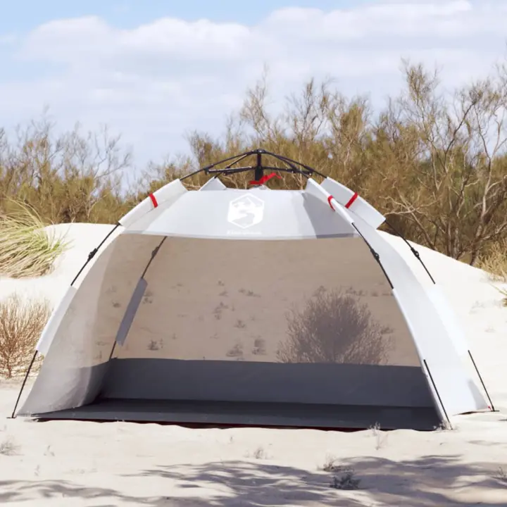vidaXL Tienda de playa 2 personas impermeable apertura rápida gris - 1