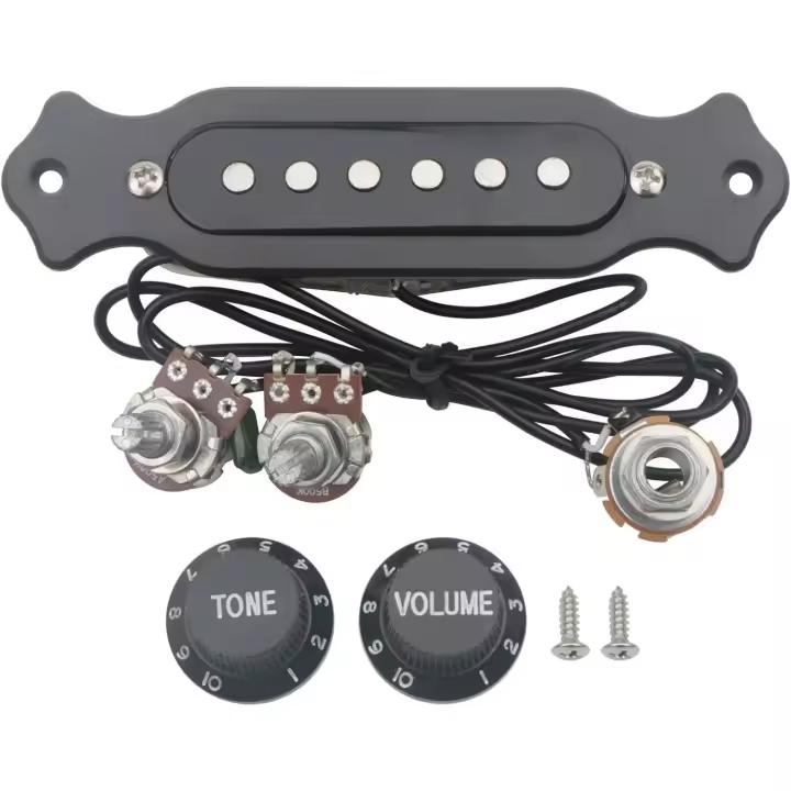 Arnés de pastillas para guitarra de bobina simple de 6 cuerdas con volumen, color negro, realce limpio, controlador de línea discreto de clase A silencioso. - 1