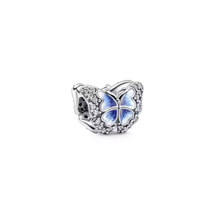 PANDORA Charm Plata Ley Mariposa Azul Brillante Diseño Elegante - 1