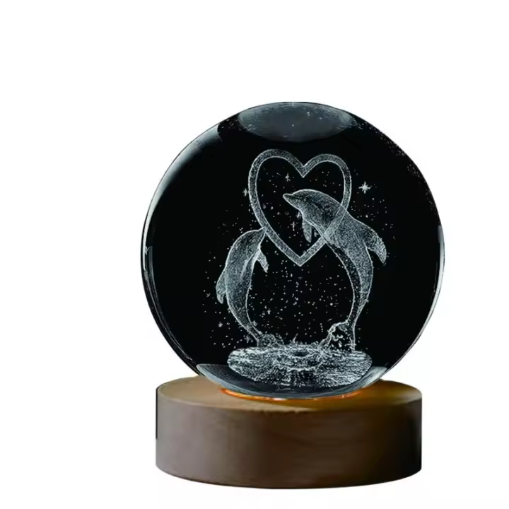 Lámpara Nocturna De Cristal 3D Delfín Regalo De Cumpleaños Para Novia Clase Amiga Esposa Niños Navidad Día De San Valentín - 1
