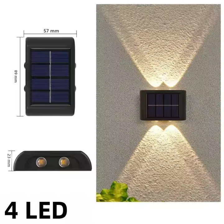 Lámpara Solar De Pared Exterior 4/10/16LEDs Luz Cálida Impermeable Iluminación Luminosa Para Balcones Jardines Decoración - 1