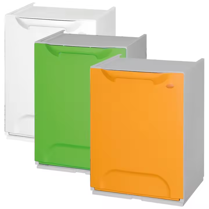 Prosperplast Pack de 3 Papeleras de Reciclaje en Polipropileno 60 L - Verde, Amarillo y Blanco - 1