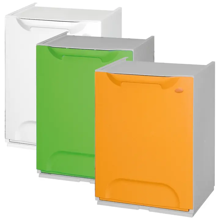 Prosperplast Pack de 3 Papeleras de Reciclaje en Polipropileno 60 L - Verde, Amarillo y Blanco - 1