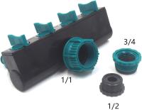 Conector de manguera de rociadores 4 salidas, Conector de rociadores distribuidor conector de extensión adaptador de grifo nariz y selector para jardín invernadero vegetal parche césped #1 - details 0