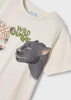 Mayoral. Pack 2 Camisetas de niño "Jungla Salvaje" color milk + lenticular color nata de manga corta - 100% algodón - Estampado animal leopardo y pantera en tono suave y fresco para niños aventureros y con estilo - details 2