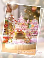 Bloques De Construcción Navideñas Rosa Árbol De Navidad Y Casa De Nieve Para Decoración De Escritorio Juguetes De Artesanía Para Niños Regalos De Fiestas - details 5