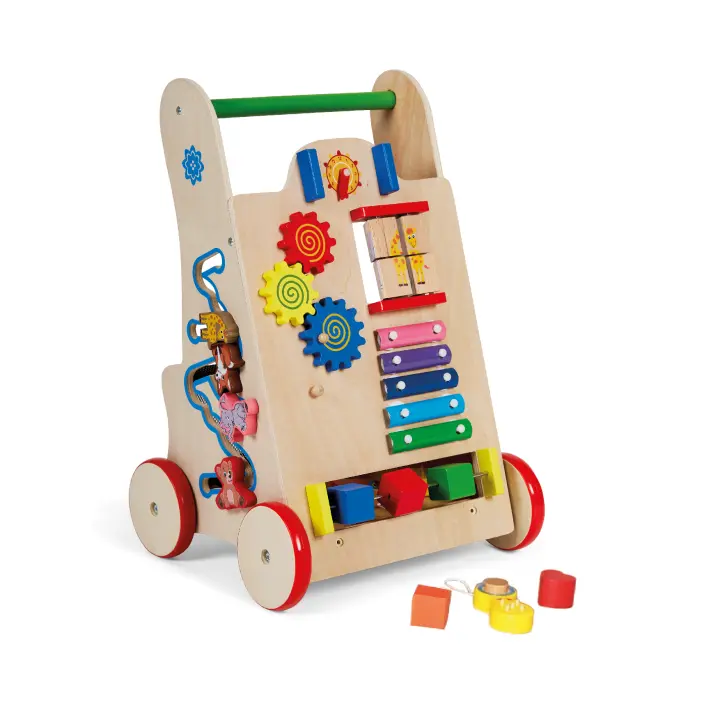 Buddy Baby Montessori- Andador bebés de madera - Carrito correpasillos para primeros pasos con juguetes y actividades - Carro caminador para bebé +12 meses - 1