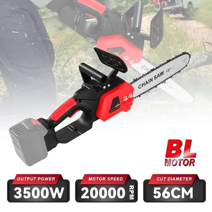 Motosierra eléctrica sin escobillas, herramientas de poda de jardín inalámbricas portátiles de 3500W, sierras de registro de carpintero para batería Makita de 21V - 1